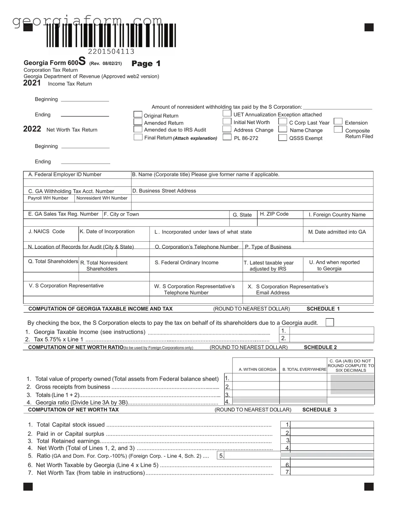 Free 600S Georgia Template in PDF
