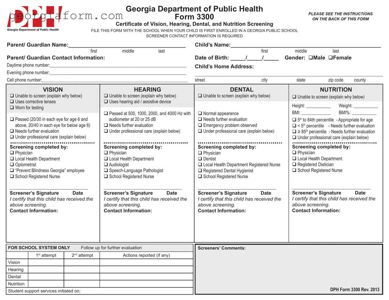 Free Ga 3300 Template in PDF