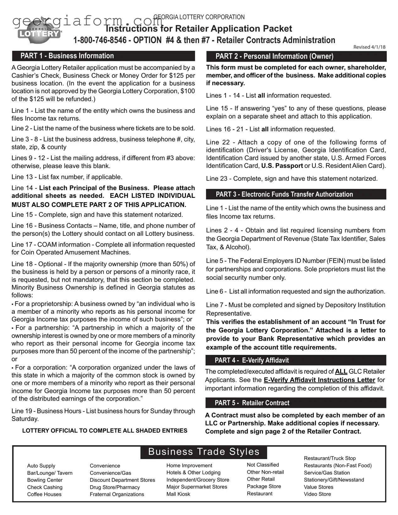 Free Ga Lottery Application Template in PDF