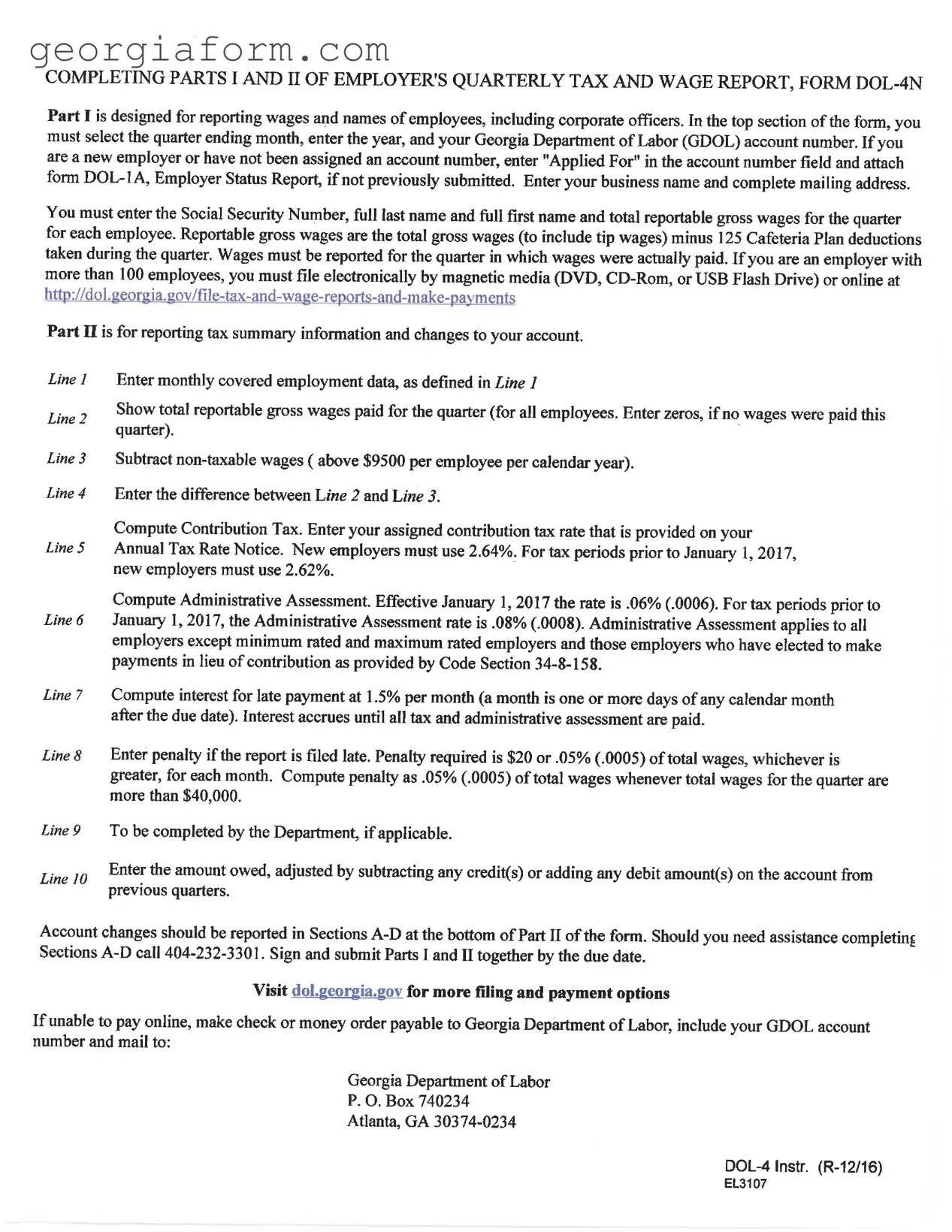 Free Ga Tax Wage Report Template in PDF