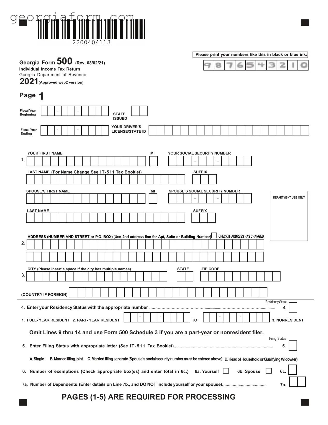Free Georgia 500 Template in PDF