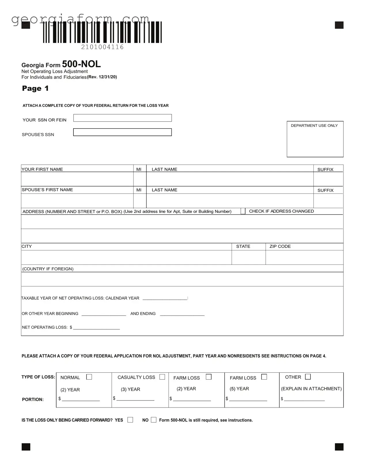 Free Georgia 500 Nol Template in PDF