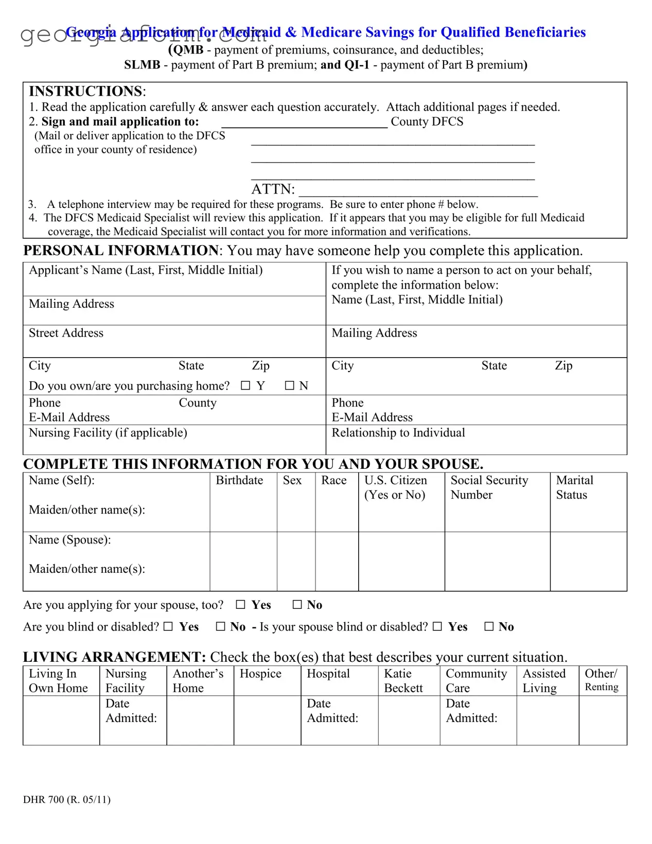Free Georgia Application For Medicaid Template in PDF