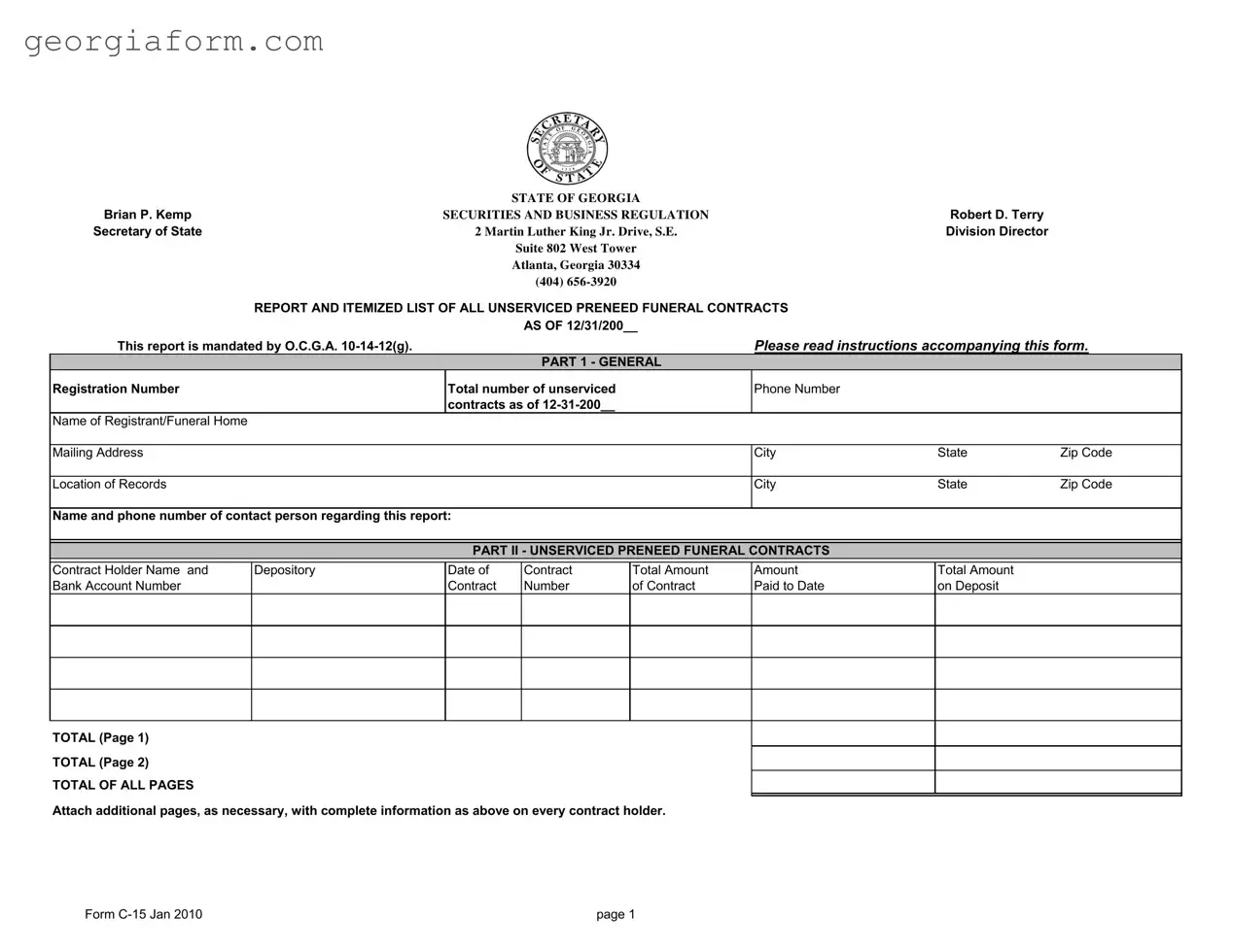 Free Georgia C 15 Template in PDF