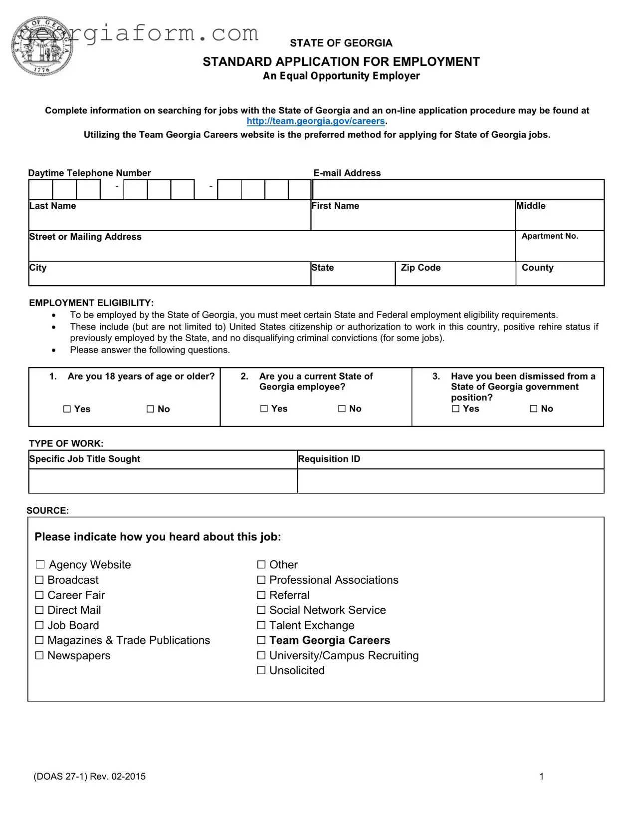 Free Georgia Employment Template in PDF