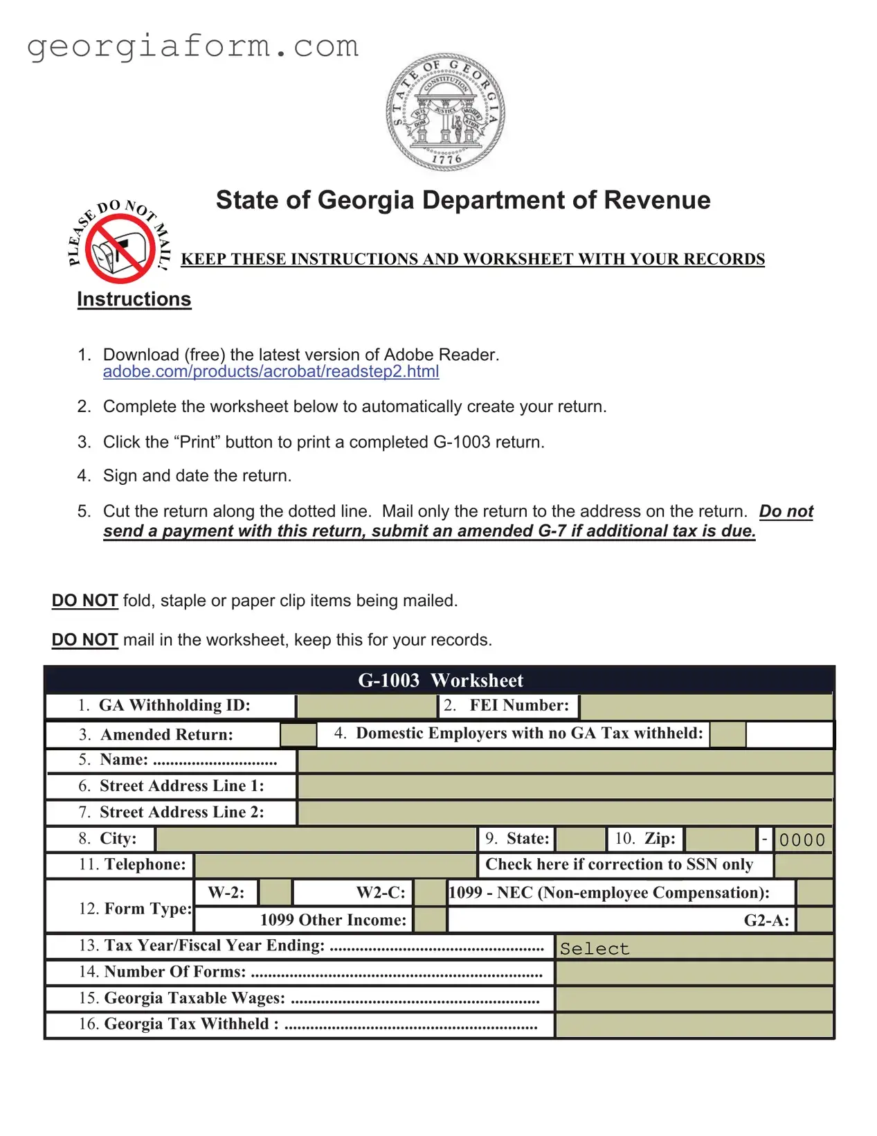 Free Georgia G 1003 Template in PDF