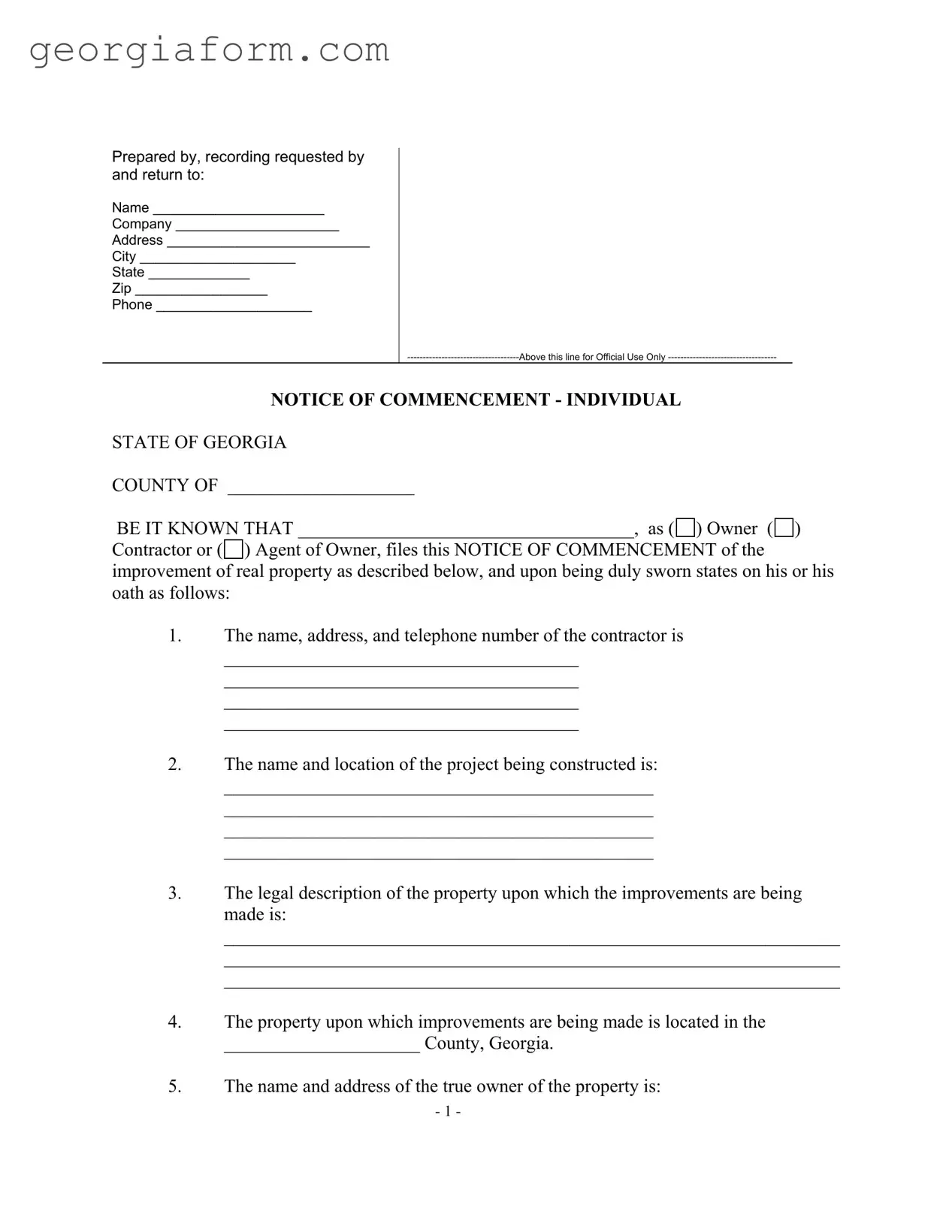 Free Georgia Notice Template in PDF