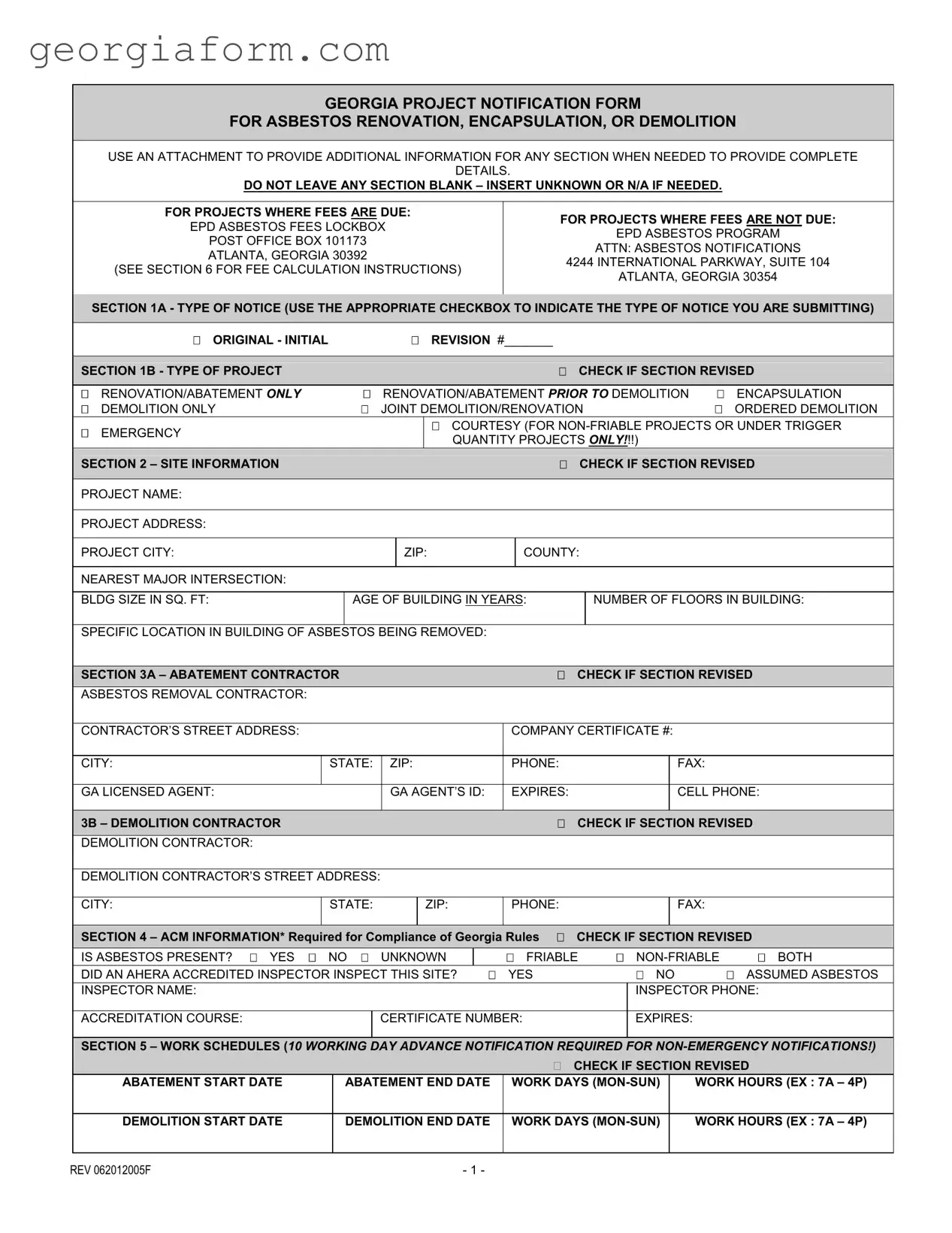 Free Georgia Notification Template in PDF