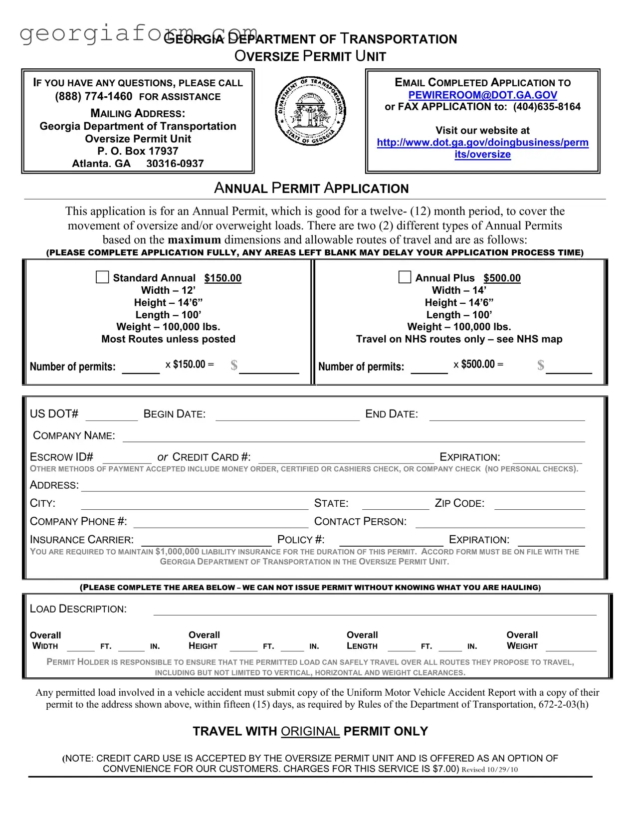 Free Georgia Permit Application Template in PDF