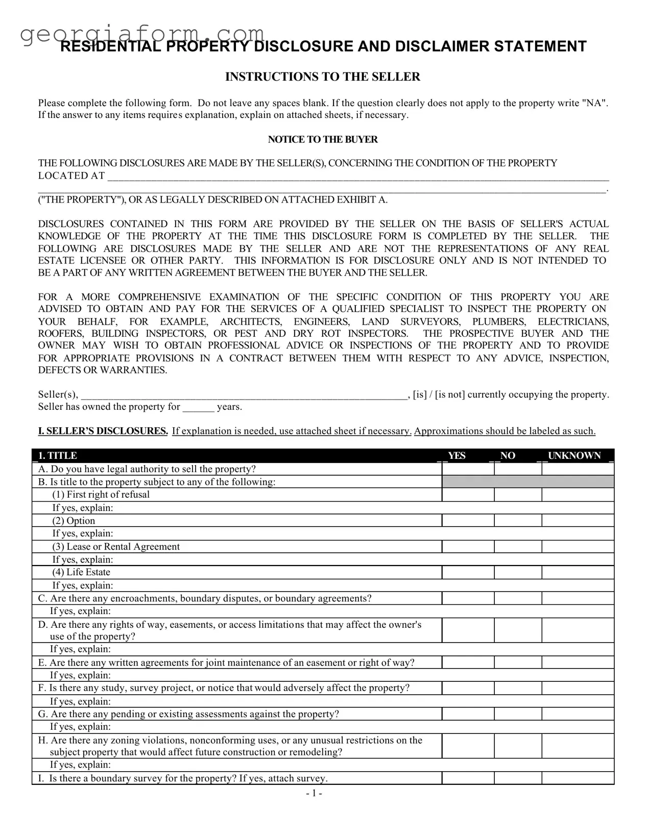 Free Georgia Residential Real Estate Template in PDF