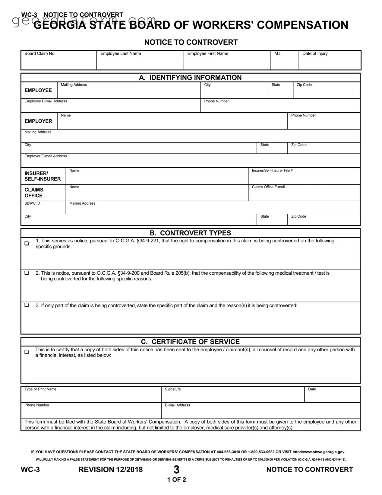 Free Georgia Wc 3 Template in PDF