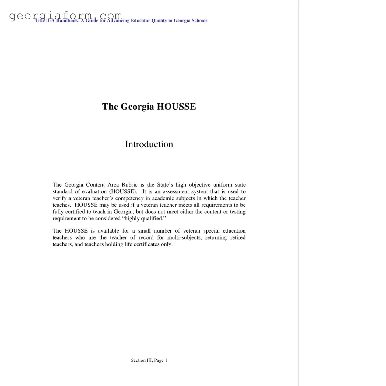 Free Housse Rubric Georgia Template in PDF