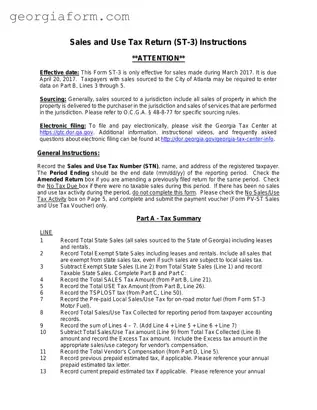 Free Ga St 3 Tax Template in PDF