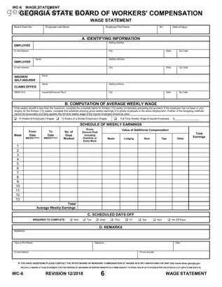 Free Ga Wc 6 Template in PDF