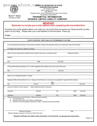 Free Georgia 231 Template in PDF