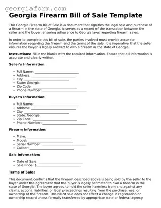 Legal  Firearm Bill of Sale Form for Georgia
