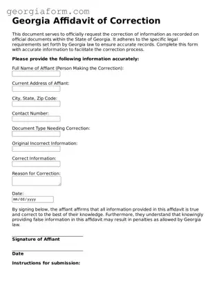 Legal  Affidavit of Correction Form for Georgia