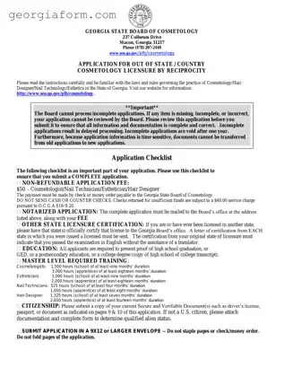 Free Georgia Cosmetology Reciprocity Template in PDF