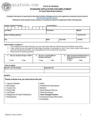 Free Georgia Employment Template in PDF