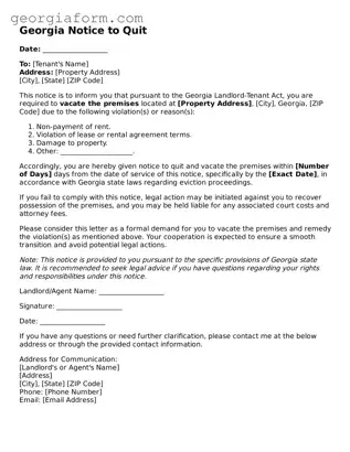 Legal  Notice to Quit Form for Georgia