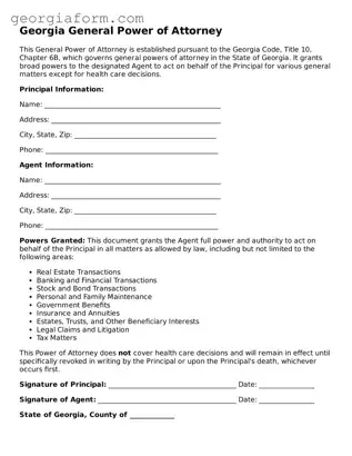 Legal  General Power of Attorney Form for Georgia