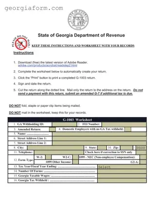 Free Georgia G 1003 Template in PDF