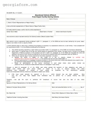 Free Georgia Mv 603Rf Template in PDF