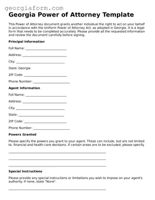 Legal  Power of Attorney Form for Georgia