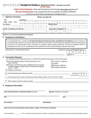 Free Georgia Psc Employer Assurance Template in PDF