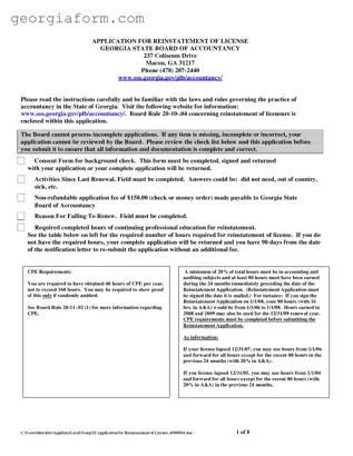 Free Georgia Reinstatement Nursing Template in PDF