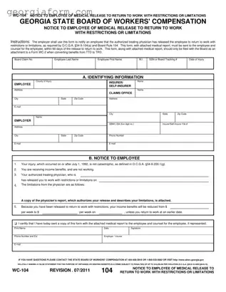 Free Georgia Wc 104 Template in PDF