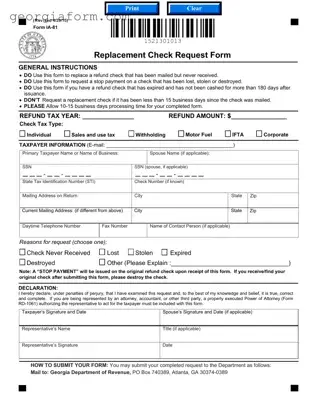 Free Replacement Check Request Georgia Template in PDF
