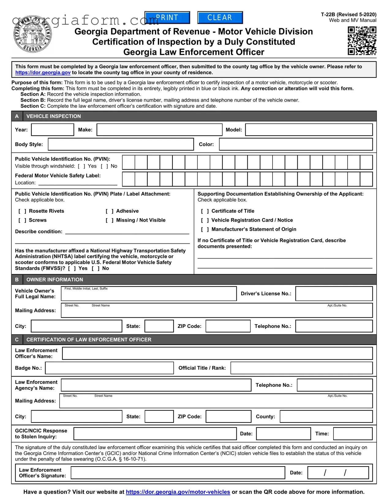 Free T 22B Georgia Template in PDF