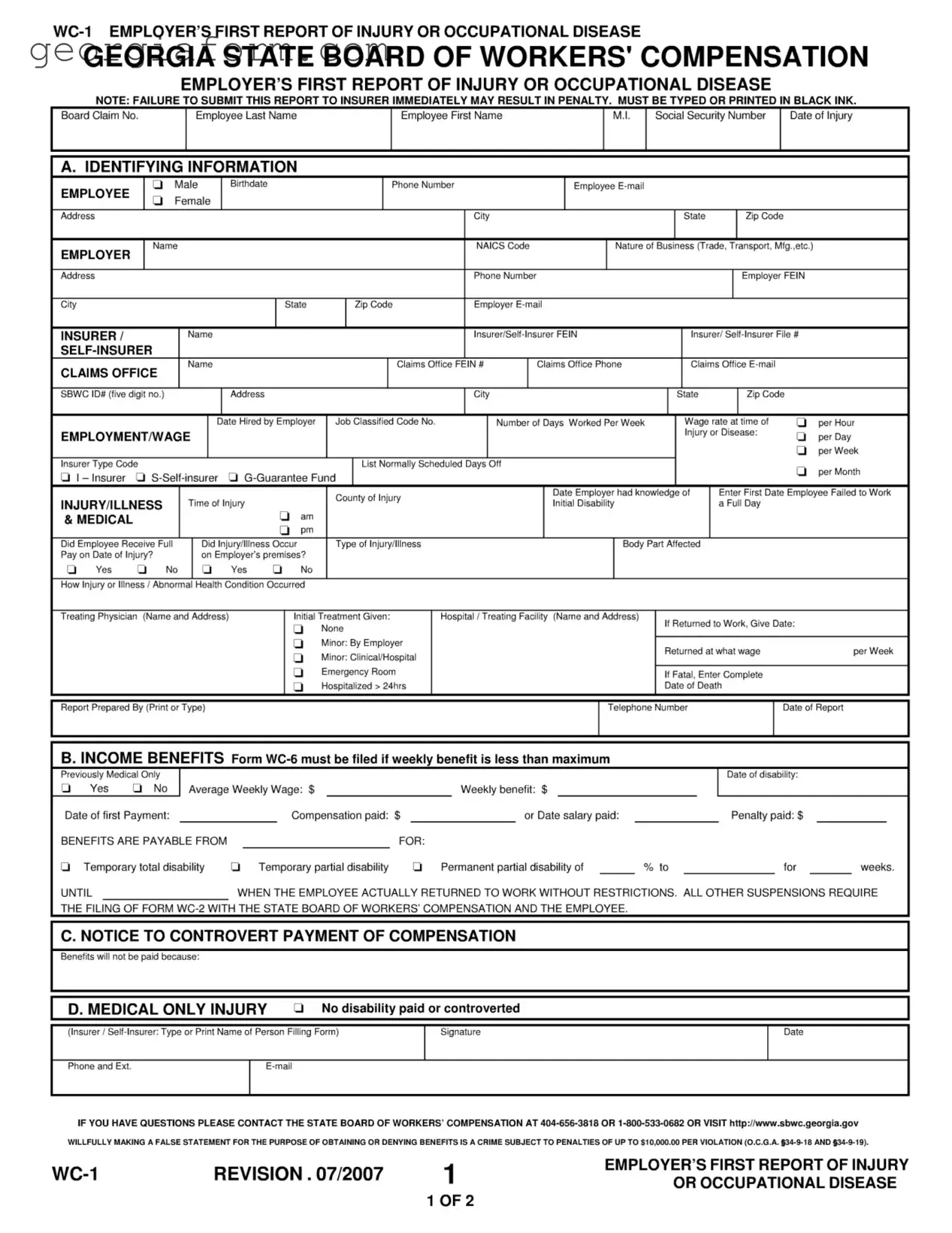 Free Wc 1 Georgia Template in PDF